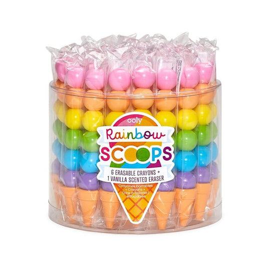 Rainbow Scoops Stacking Erasable Crayons + Scented Eraser